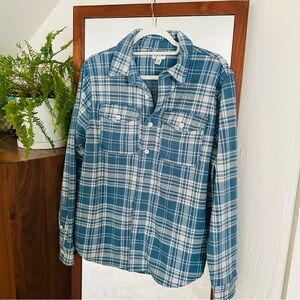 Blue Plaid Button-Up Shirt